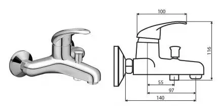 Смеситель для ванны «Dorff» Comfort D8010000 хром