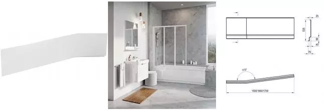 Экран под ванну «Ravak» BeHappy II 160 белый правый