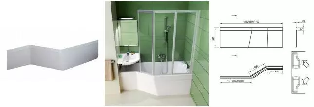 Экран под ванну «Ravak» BeHappy 170 белый левый