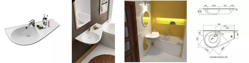 Раковина «Ravak» Avocado Comfort 95 литьевой мрамор белая правая Раковина «Ravak» Avocado Comfort 95 литьевой мрамор белая правая