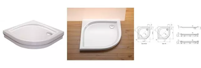 Душевой поддон «Ravak» Elipso PAN 100/100 низкий акриловый четверть круга Душевой поддон «Ravak» Elipso PAN 100/100 низкий акриловый четверть круга