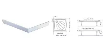 Экран для поддона «Ravak» Perseus Pro SET 90 с кpеплением белый