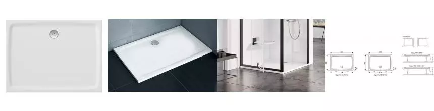 Душевой поддон «Ravak» Gigant Pro Flat 100/80 низкий из литьевого мрамора прямоугольный