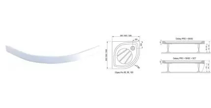 Экран для поддона «Ravak» Elipso Pro SET 90 с кpеплением белый