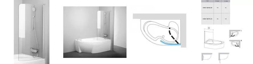 Шторка на ванну стеклянная «Ravak» CVSK1 Rosa 140-150 Transparent/сатин правая Шторка на ванну стеклянная «Ravak» CVSK1 Rosa 140-150 Transparent/сатин правая