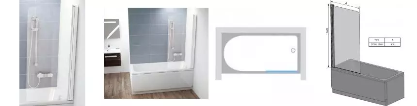 Шторка на ванну стеклянная «Ravak» CVS1 80 Transparent/белая правая Шторка на ванну стеклянная «Ravak» CVS1 80 Transparent/белая правая