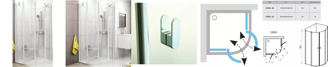Душевой угол-ограждение «Ravak» Chrome CSKK4 90/90 Transparent/белый