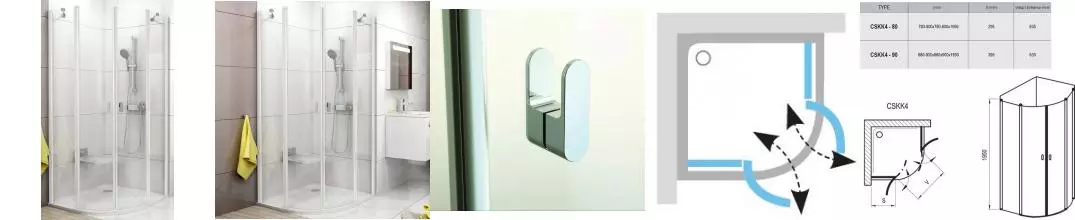 Душевой угол-ограждение «Ravak» Chrome CSKK4 80/80 Transparent/белый Душевой угол-ограждение «Ravak» Chrome CSKK4 80/80 Transparent/белый