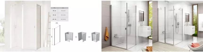 Неподвижная душевая стенка Ravak Chrome CPS-100, профиль белый, стекло прозрачное