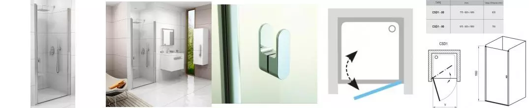 Душевая дверь «Ravak» Chrome CSD1 80/195 Transparent/ универсальная Душевая дверь «Ravak» Chrome CSD1 80/195 Transparent/ универсальная