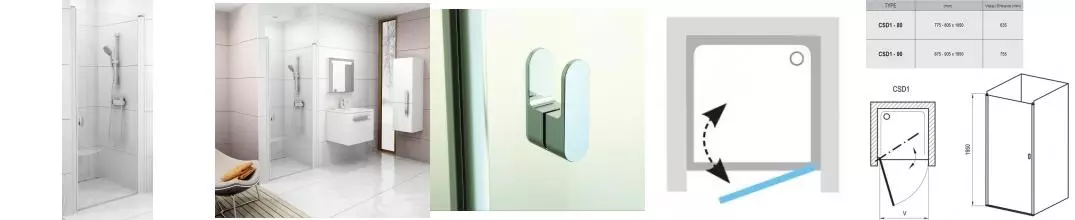Душевая дверь «Ravak» Chrome CSD1 80/195 Transparent/ универсальная Душевая дверь «Ravak» Chrome CSD1 80/195 Transparent/ универсальная
