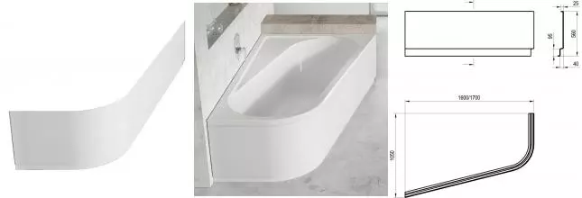 Экран под ванну «Ravak» Chrome 170 белый правый Экран под ванну «Ravak» Chrome 170 белый правый