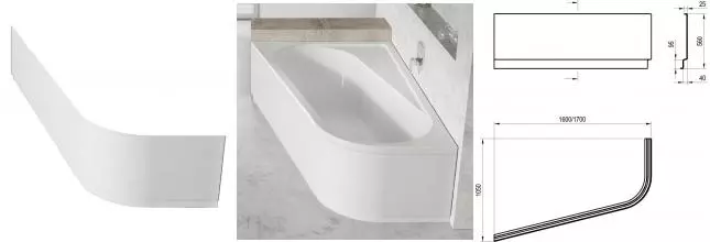 Экран под ванну «Ravak» Chrome 170 белый левый Экран под ванну «Ravak» Chrome 170 белый левый