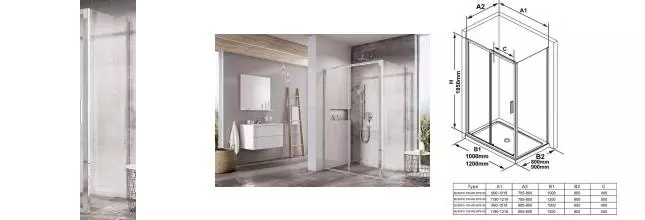 Душевая перегородка «Ravak» Blix Slim BLSPS 90/195 Transparent/хром