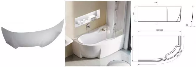 Экран под ванну «Ravak» Rosa 95 160 белый правый Экран под ванну «Ravak» Rosa 95 160 белый правый