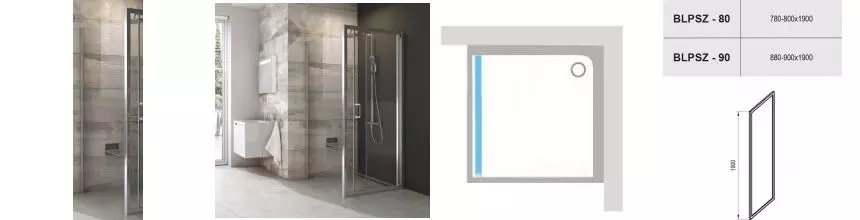 Душевая перегородка «Ravak» Blix BLPSZ 90/190 Transparent/хром Душевая перегородка «Ravak» Blix BLPSZ 90/190 Transparent/хром