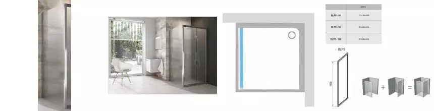 Душевая перегородка «Ravak» Blix BLPS 90/190 Grape/хром Душевая перегородка «Ravak» Blix BLPS 90/190 Grape/хром