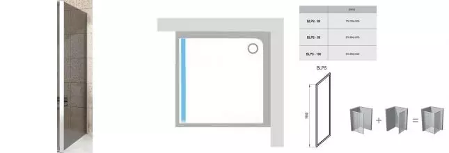 Душевая перегородка «Ravak» Blix BLPS 100/190 Grafit/белая Душевая перегородка «Ravak» Blix BLPS 100/190 Grafit/белая