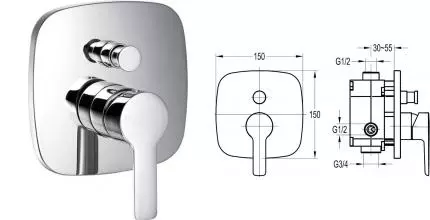 Смеситель для душа «Cezares» TESORO-VDIM-01 хром