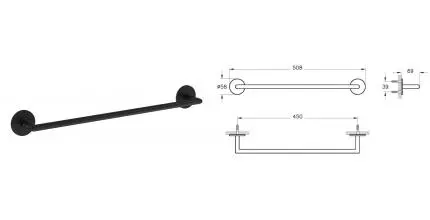 Полотенцедержатель «Vitra» Origin A4488636 на стену чёрный матовый