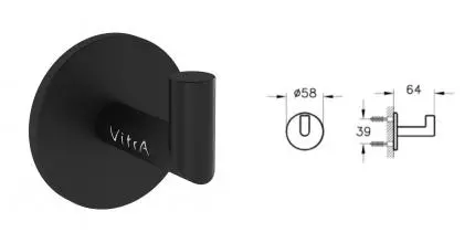 Крючок «Vitra» Origin A4488436 на стену чёрный матовый Крючок «Vitra» Origin A4488436 на стену чёрный матовый