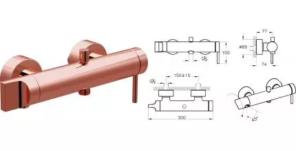 Смеситель для ванны «Vitra» Origin A4261926 медь