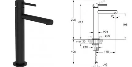 Смеситель для раковины «Vitra» Origin A4255736 чёрный матовый