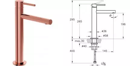 Смеситель для раковины «Vitra» Origin A4255726 медь Смеситель для раковины «Vitra» Origin A4255726 медь