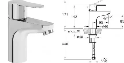 Смеситель для раковины «Vitra» Win S A41177EXP хром