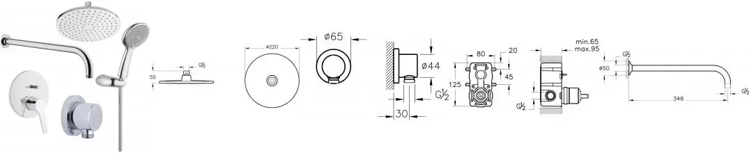 Душевая система «Vitra» Solid S A49264EXP хром