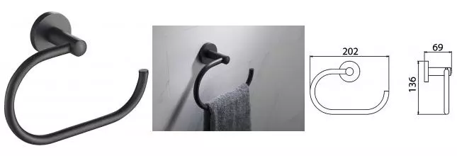 Полотенцедержатель «Timo» Saona 13050/03 на стену чёрный