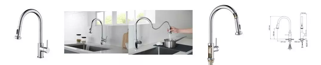Смеситель для кухонной мойки «Timo» Saona 2316/00FL с выдвижным изливом хром Смеситель для кухонной мойки «Timo» Saona 2316/00FL с выдвижным изливом хром