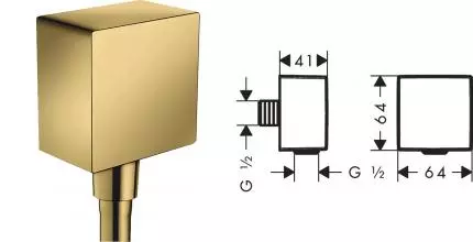 Подключение для душевого шланга «Hansgrohe» FixFit Square 26455990 с обратным клапаном полированное золото
