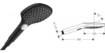 Ручная лейка «Hansgrohe» Raindance Select E 26520670 чёрная матовая Ручная лейка «Hansgrohe» Raindance Select E 26520670 чёрная матовая