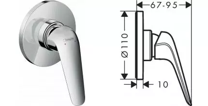 HG 71 063 000 Novus Смеситель для душа (внешняя монтажная часть) · Hansgrohe, 71063000