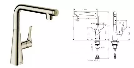 Смеситель для кухонной мойки «Hansgrohe» Metris Select M71 73811800 сталь