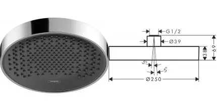 Верхний душ «Hansgrohe» Rainfinity 26228000 хром