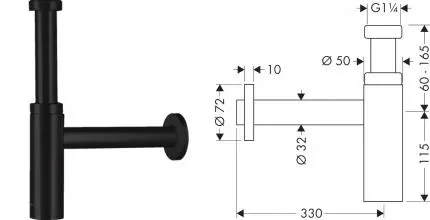 Сифон для раковины «Hansgrohe» Flowstar S 52105670 чёрный матовый Сифон для раковины «Hansgrohe» Flowstar S 52105670 чёрный матовый