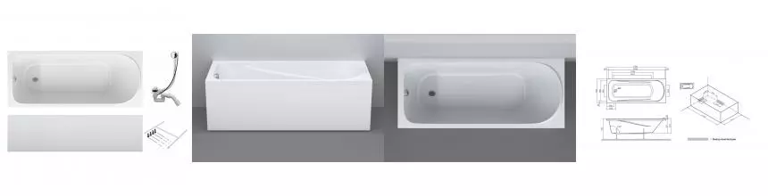 Ванна акриловая «Am.Pm» Sense 170/70 с каркасом и сифоном с каркасом с сифоном белая