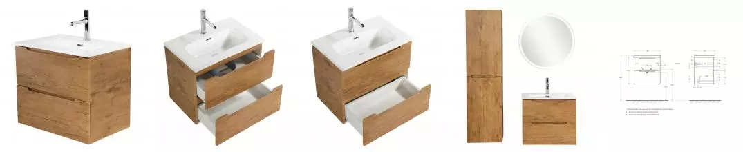 Тумба с раковиной «Belbagno» Etna 50/39 (BB500/390ETL) подвесная Rovere Nature Тумба с раковиной «Belbagno» Etna 50/39 (BB500/390ETL) подвесная Rovere Nature