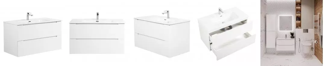 Тумба с раковиной «Belbagno» Etna 80/39 (BB800/390ETL) подвесная Bianco Lucido