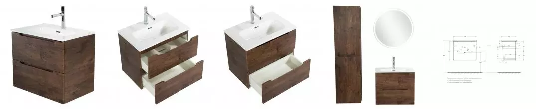 Тумба с раковиной «Belbagno» Etna 60/39 (BB600/390ETL) подвесная Rovere Moro Тумба с раковиной «Belbagno» Etna 60/39 (BB600/390ETL) подвесная Rovere Moro