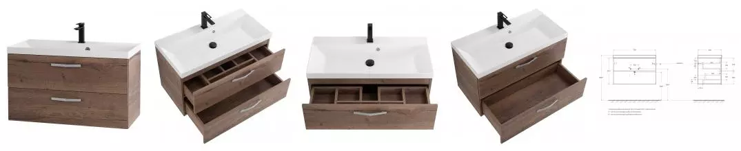 Тумба с раковиной «Belbagno» Aurora 80 (без ручек) (BB800/450-LV-MR-AST) подвесная Rovere Tabacco