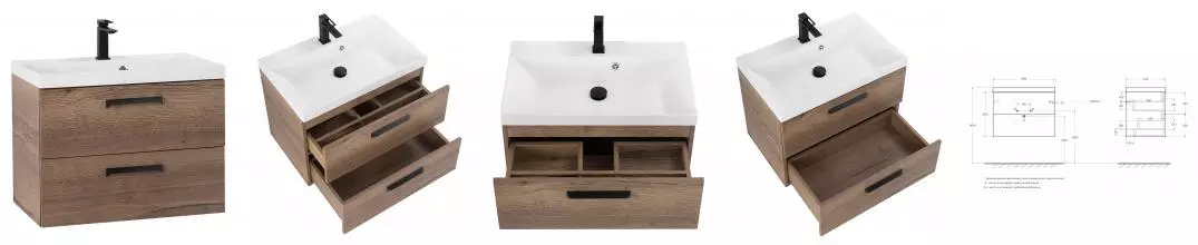 Тумба с раковиной «Belbagno» Aurora 70 (без ручек) (BB700/450-LV-MR-AST) подвесная Rovere Tabacco Тумба с раковиной «Belbagno» Aurora 70 (без ручек) (BB700/450-LV-MR-AST) подвесная Rovere Tabacco