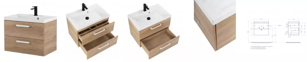 Тумба с раковиной «Belbagno» Aurora 60 (без ручек) (60/45) подвесная Rovere Nebrasca Nature