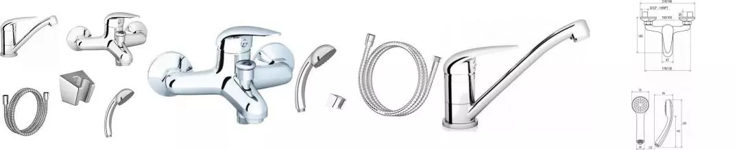 Комплект смесителей «Ravak» Suzan V SN 015.00+SN 022.00/150+901.00 хром Комплект смесителей «Ravak» Suzan V SN 015.00+SN 022.00/150+901.00 хром