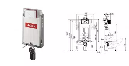 Монтажный блок W II/1000 для подвесного унитаза · Ravak, X01702