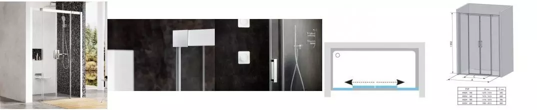 Душевая дверь «Ravak» Matrix MSD4 200/195 Transparent/сатин Душевая дверь «Ravak» Matrix MSD4 200/195 Transparent/сатин