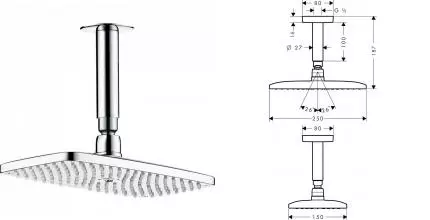 Верхний душ «Hansgrohe» Raindance E 27383000 хром Верхний душ «Hansgrohe» Raindance E 27383000 хром