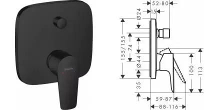 HG 71 474 670 Talis E Смеситель для ванны (внешняя монтажная часть) · Hansgrohe, 71474670 HG 71 474 670 Talis E Смеситель для ванны (внешняя монтажная часть) · Hansgrohe, 71474670